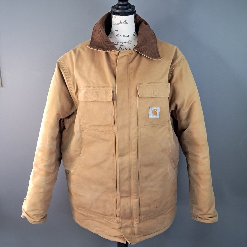 Vintage Carhartt Detroit CO3BRN Made In USA Quilt Lined Jacket Tan Brown Size 43